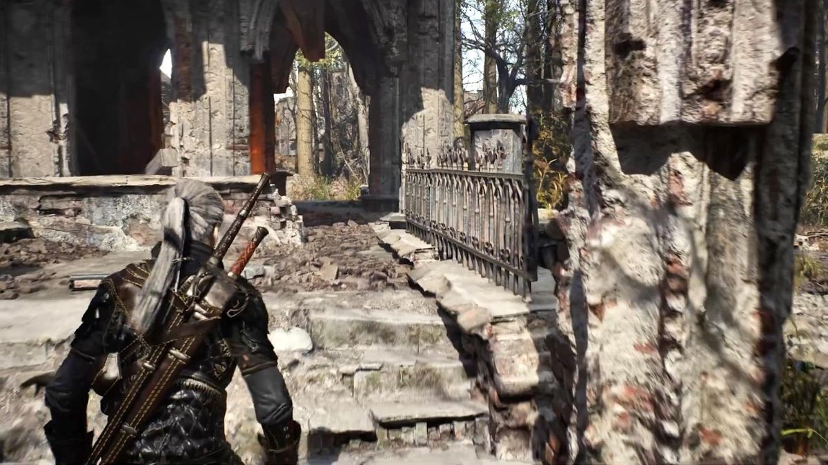 城市街道雨后场景，石板路反射灯光，建筑立面雕刻精细