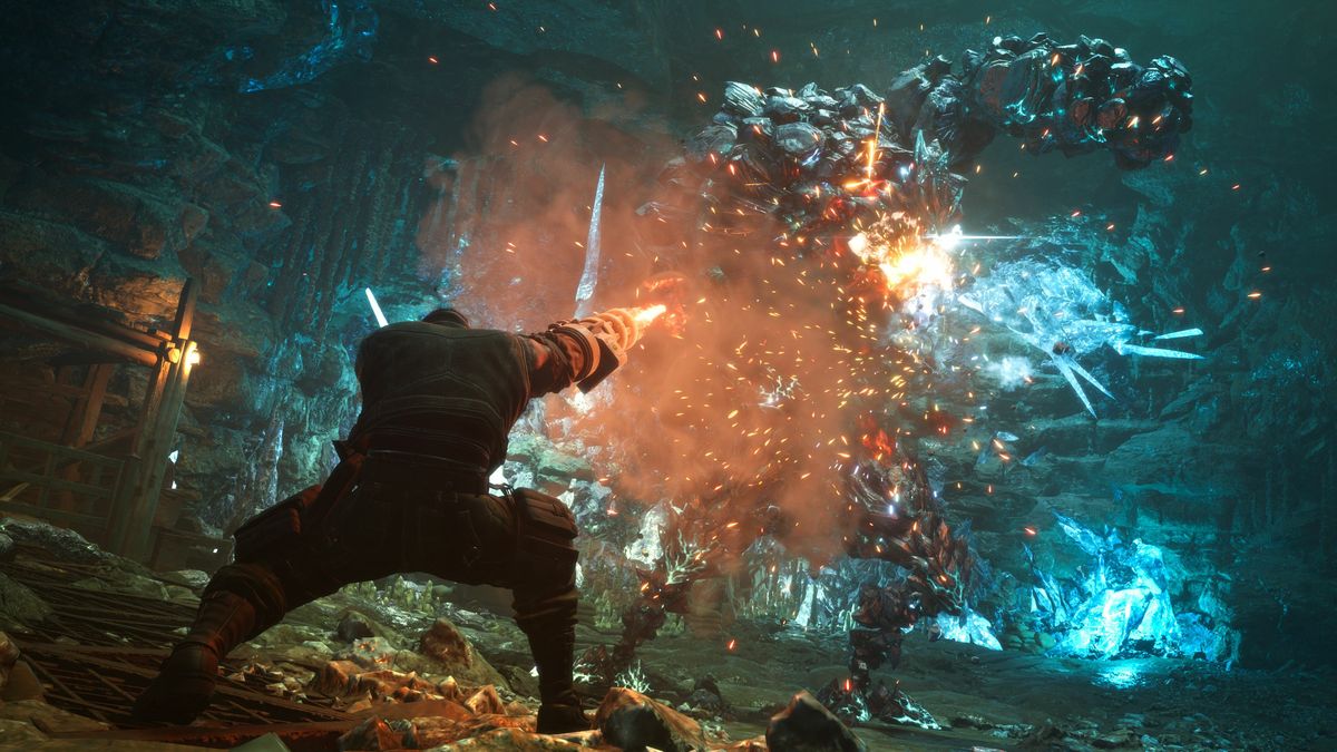 飞空艇穿越云层的壮观景象，大气透视效果出色