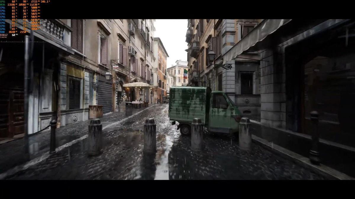 镜头拉近展示墙面细节，裂缝、涂料剥落与藤蔓生长纹理清晰逼真