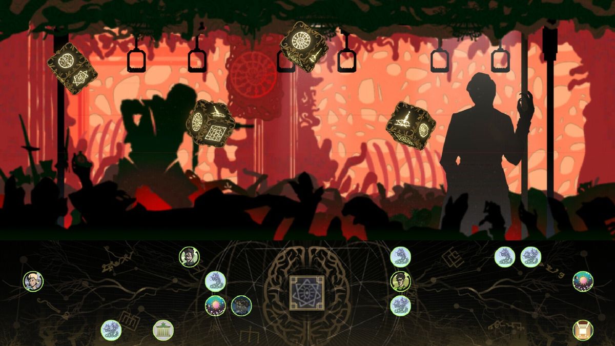 夜晚的小镇全景，灯火稀疏，远处山丘上矗立着一座诡异的高塔，天空中隐约可见星辰排列成禁忌符号