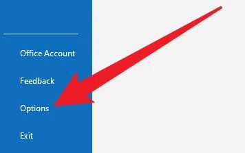 Outlook选项页面中的Options按钮位置展示