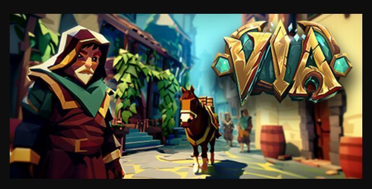 《VIA》游戏主视觉图，展现中世纪风格的战场与角色对峙场景