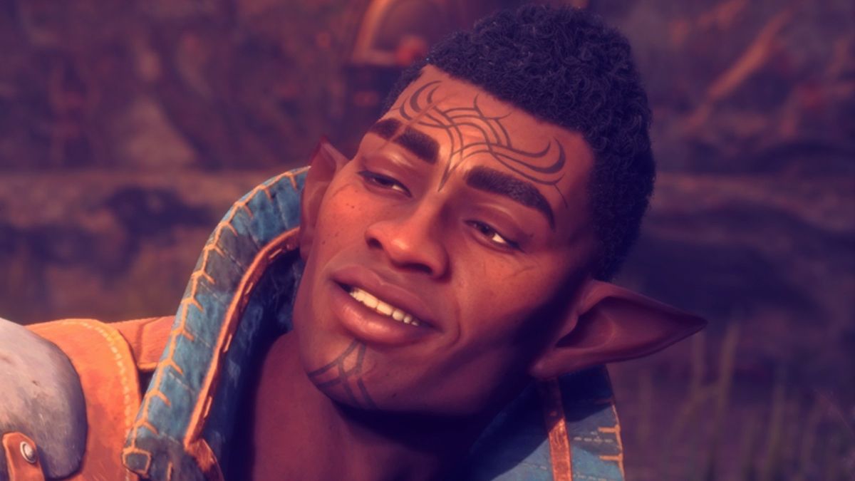 游戏中主角在异星丛林中战斗，手持脉冲步枪对抗外星生物，环境充满发光植物与奇异地貌