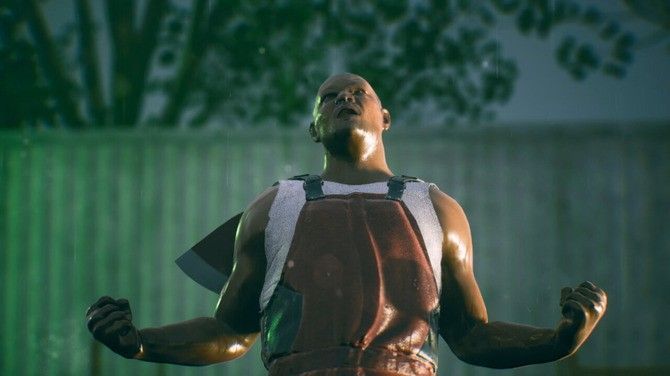 主角在屋顶奔跑，俯瞰灯火通明的城市全景