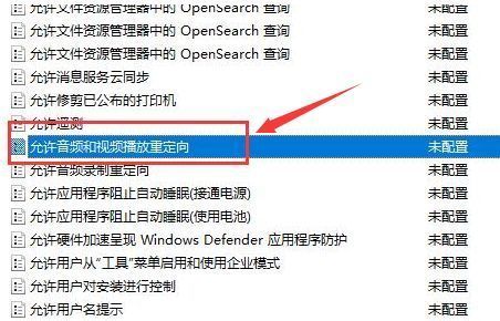允许音频和视频播放重定向的双击打开界面，展示已启用选项被勾选的状态