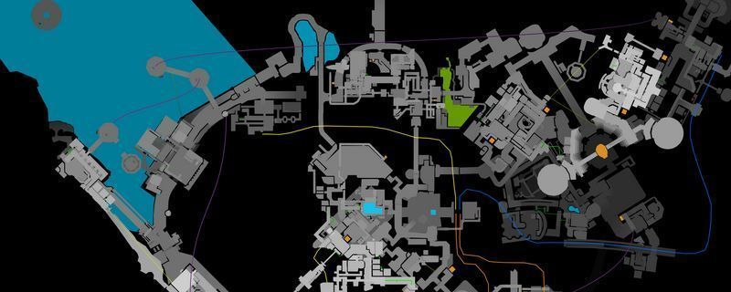 《非生物因素》手工绘制地图，展示整体地形结构与关键路径分布