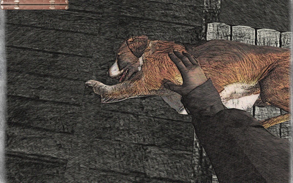 米妮在昏暗房间中查看丈夫遗物的场景，桌上散落信件与照片，烛光摇曳，气氛压抑