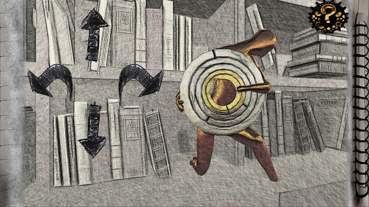 米妮在阴暗下水道中持灯前行，墙壁布满苔藓与神秘符号，水流缓慢流淌，气氛诡谲