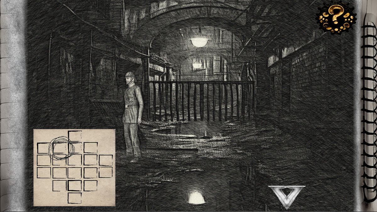 米妮与侦探在警局审讯室内对峙嫌疑人，背景为铁栏与油灯，气氛紧张