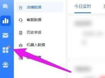 飞鸽客服工作台主界面，左侧为功能导航栏，图标清晰标注各项服务入口