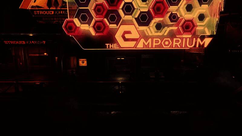 玩家视角下进入建筑前后的无缝过渡场景对比