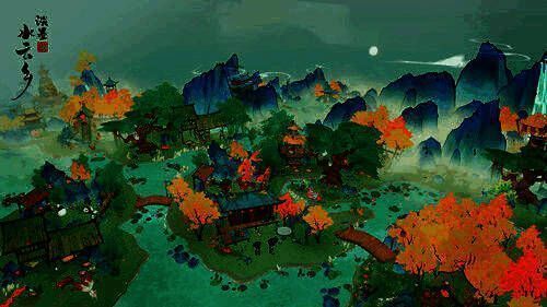 祈愿树场景截图，树下仙君角色正领取任务，树身闪烁着任务光点，周围飘动着古风卷轴特效