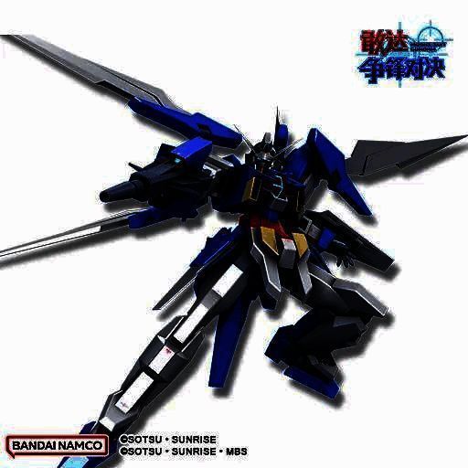 敢达AGE-2在宇宙背景下展开双炮形态，机身流线动感，周围星光闪烁，展现出未来科技感