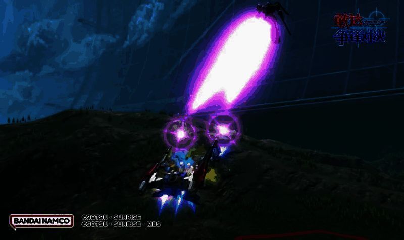 敢达AGE-2释放必杀技全过程，机体高速突进，光束剑与炮火交织，最终一击将敌机击飞炸裂