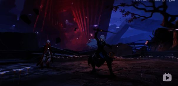 《鸣潮》战斗场景截图，角色在空中施展连招，特效华丽