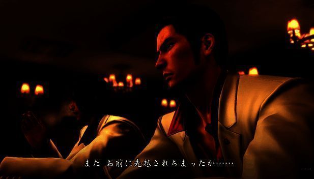 《如龙：极》Switch版游戏封面，主角桐生一马身穿黑色风衣，神情坚毅地站立在霓虹闪烁的神室町街头