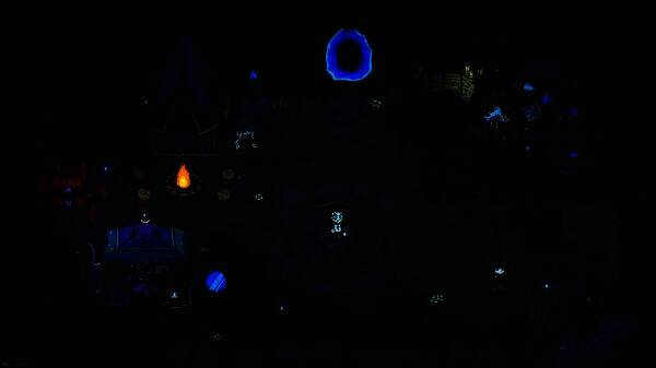 Boss战场景，巨大怪物释放能量波，玩家角色腾空闪避并反手释放冰霜法术