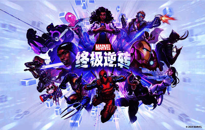 《漫威终极逆转》游戏界面，钢铁侠与雷神在战场上对峙，卡牌风格炫酷