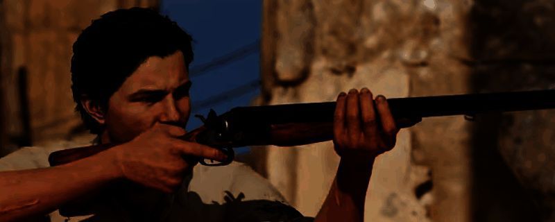 《四海兄弟：故乡》游戏内场景截图，展示一名男子在废墟中翻找箱子，周围布满瓦砾与倒塌建筑，暗示地震后的探索情境