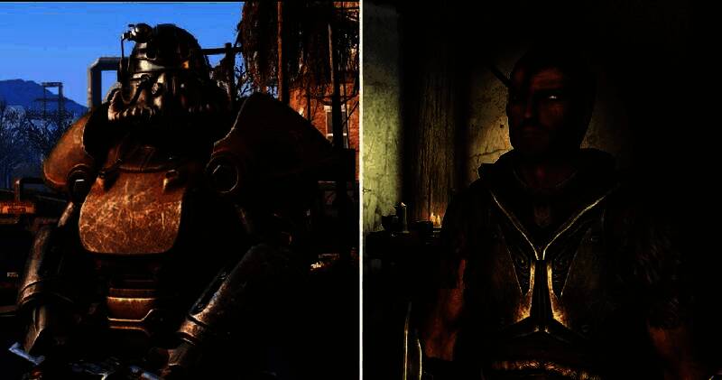 Bruce Nesmith接受采访画面，背景为《上古卷轴5》与《星空》游戏LOGO并列展示