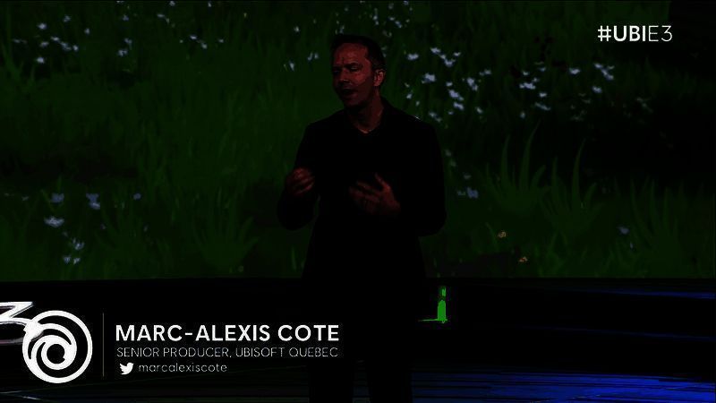 《刺客信条：影》宣传图中弥助身着传统武士铠甲，手持长刀，神情坚毅地站立于京都街头