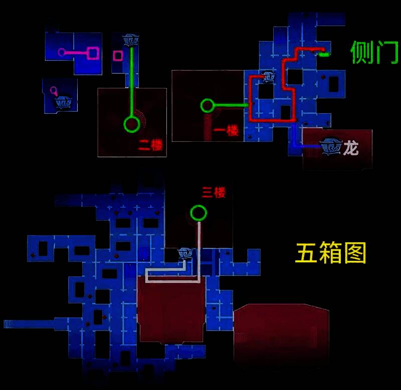 多张房间布局对比图，展示不同侧门连接方式