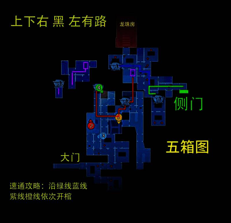 水下层结构示意图，标注可能的棺材刷新点