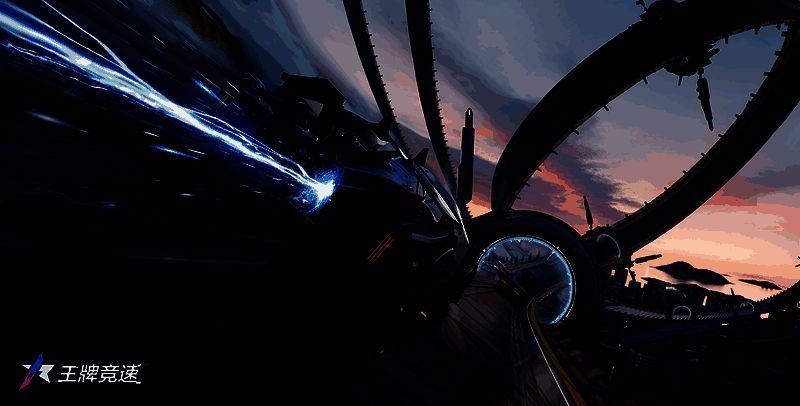 焕新后的魔鬼鱼在赛道上释放干扰技能，周围车辆被气流掀动，特效炫酷