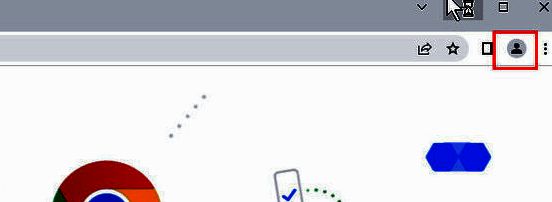 谷歌浏览器主界面右上角头像位置示意图，红色箭头指向头像框