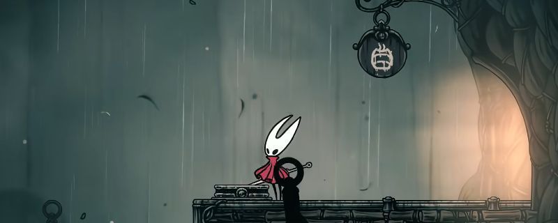 空洞骑士丝之歌罪途路线场景，角色在黑暗风格的地图中穿梭，背景细节丰富