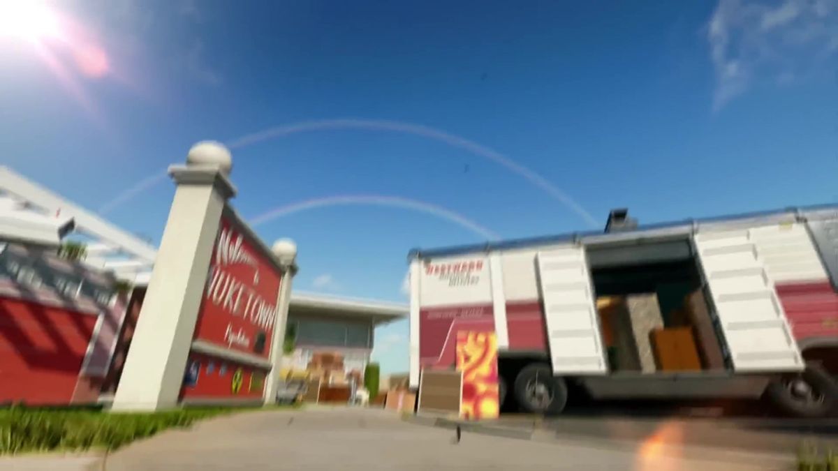 核弹镇地图战斗场景，角色在狭窄街道中激烈交火