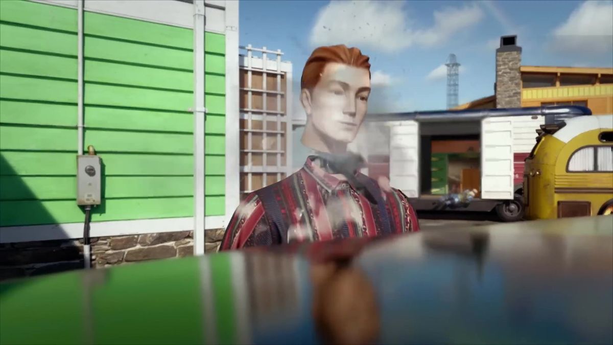 弹头地图近距离交战画面，角色在倒塌房屋间激烈对抗