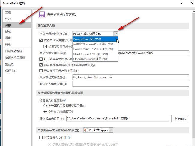 保存选项界面显示格式选择与自动恢复时间设置