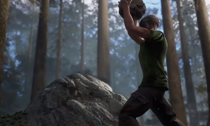 玩家在建筑周围储存大量建筑材料的画面