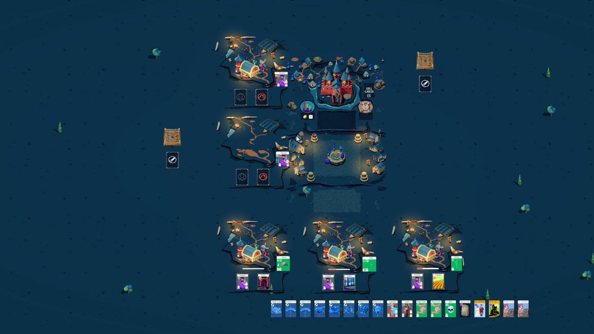 卡牌收集界面，展示多张不同类型的卡牌图标与详细属性说明