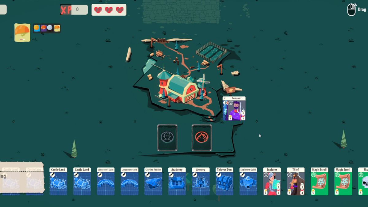 卡牌合成界面，玩家正在进行卡牌组合尝试以解锁新效果