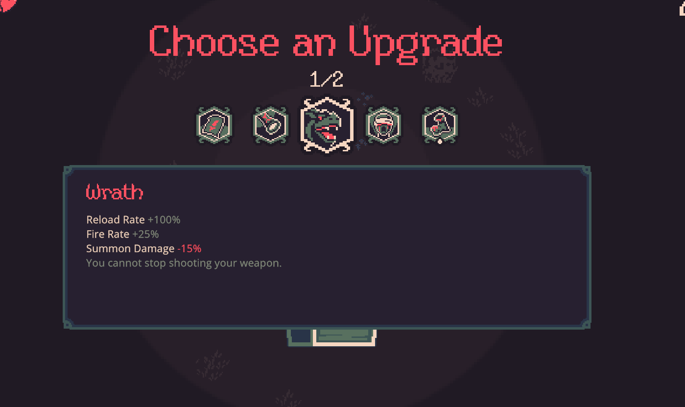 诅咒选项展示界面，不同稀有度的诅咒图标排列整齐