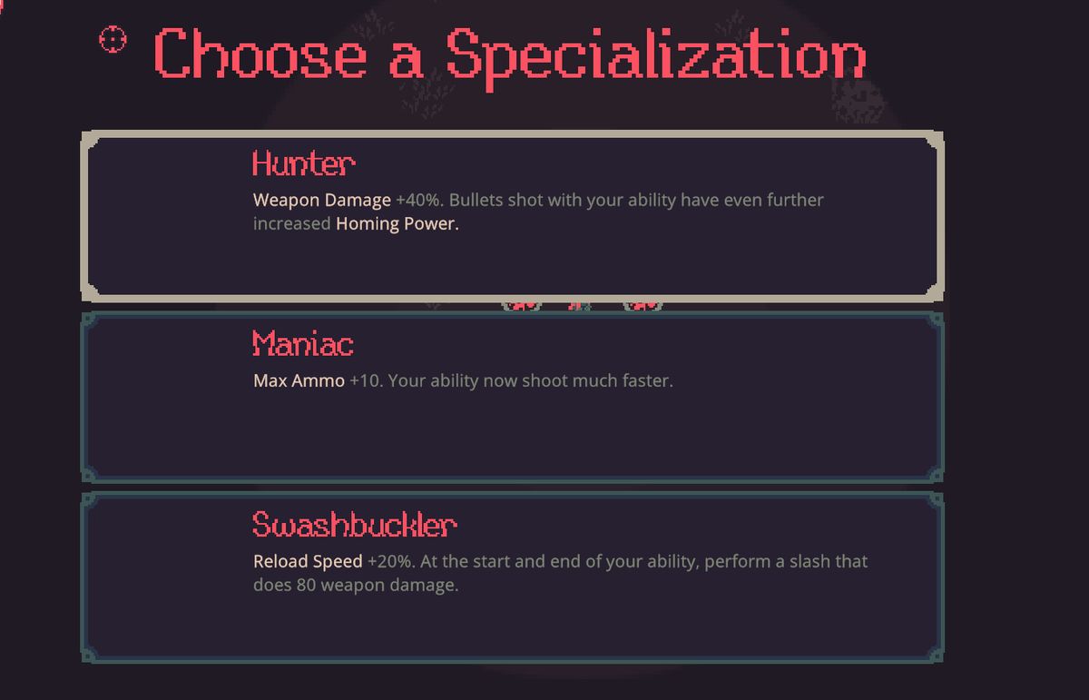 角色专精选择界面，三种不同专精图标清晰展示