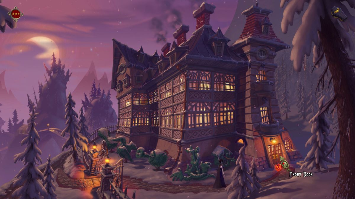 过场动画截图，展示了莫娜变身吸血鬼后的华丽造型