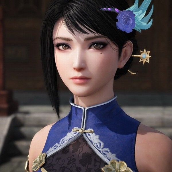 甄姬角色设定图，身穿华服，容貌秀丽，背景为古代宫殿场景