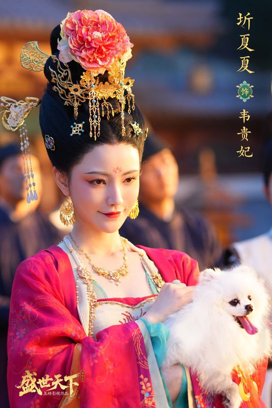 《盛世天下》剧照，韦贵妃身着盛装，眼神凌厉