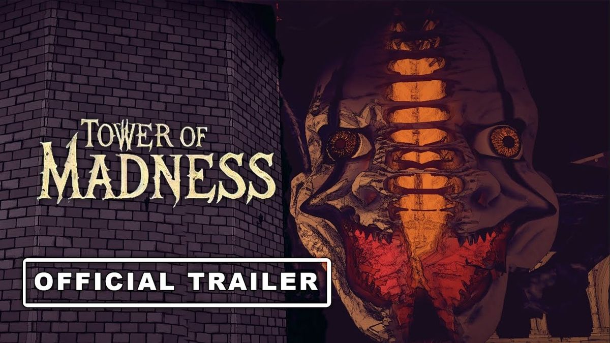 牛仔约翰在漂浮塔中行走，背景为扭曲的天空与诡异建筑