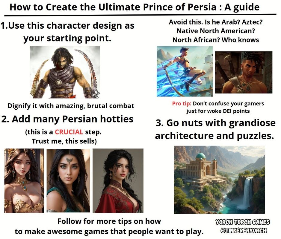 玩家评论截图，推特用户发表对《波斯王子》复兴指南的看法