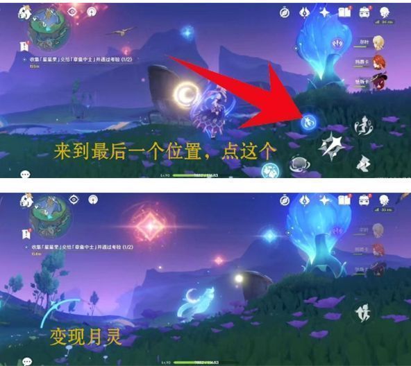 第一颗星星果位于山谷边缘，靠近一块巨石旁的树下