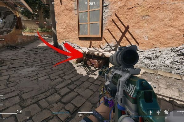 樱桃小镇路边长凳下方藏宝点截图，凳子下方有宝箱标记