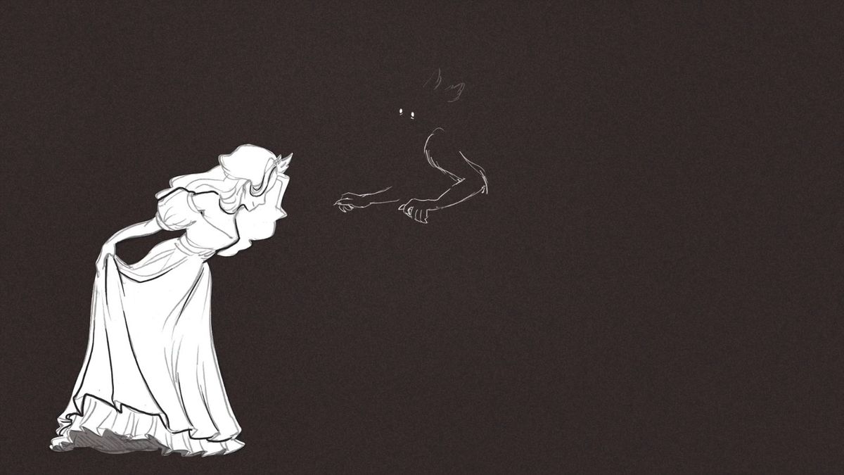 公主角色设定图，展现出冷酷与神秘并存的形象