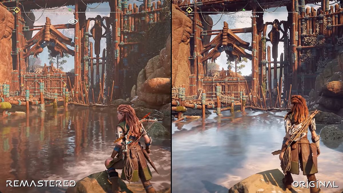 游戏中的水体特效展示，水面反射出清晰的环境影像