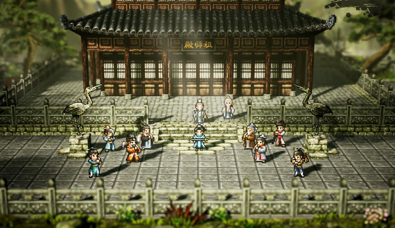 《逸剑风云决》游戏场景展示，角色在江湖中行走，画面风格为3D像素风