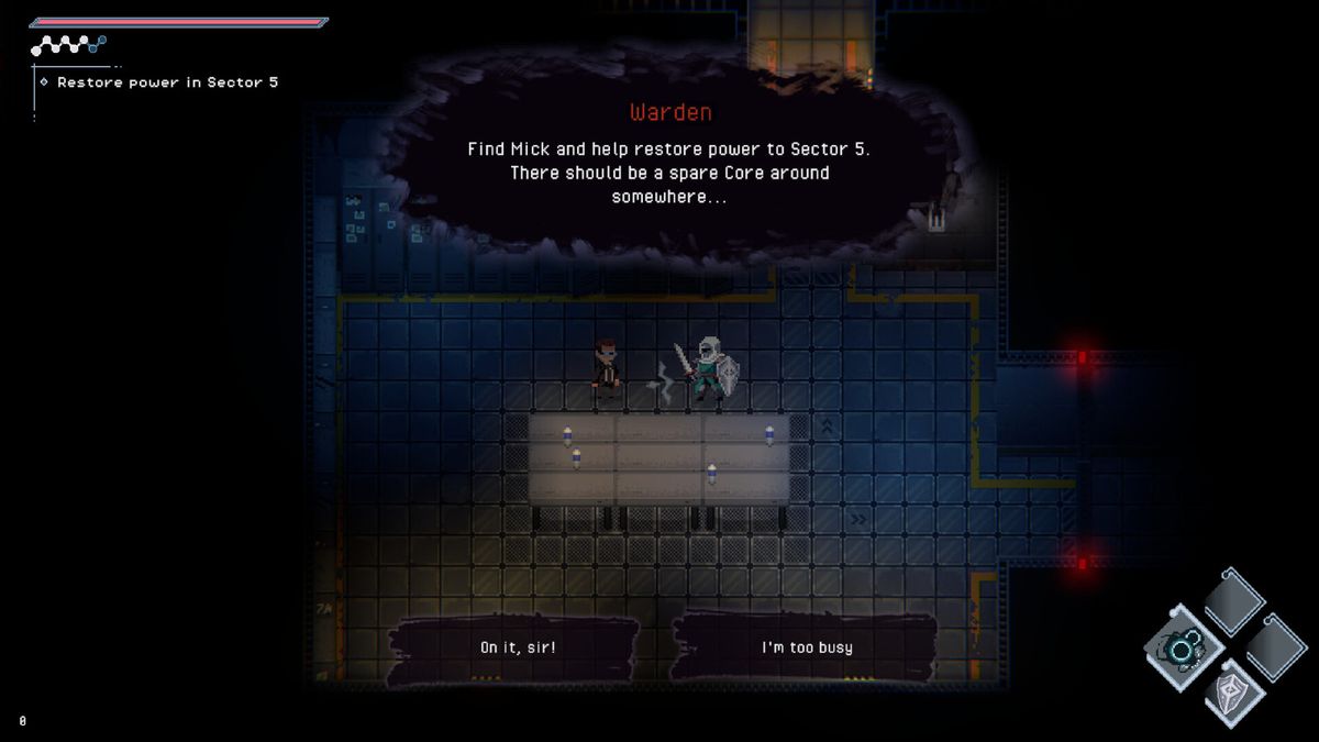 设施内部探索画面，昏暗灯光下充满神秘感的实验室场景