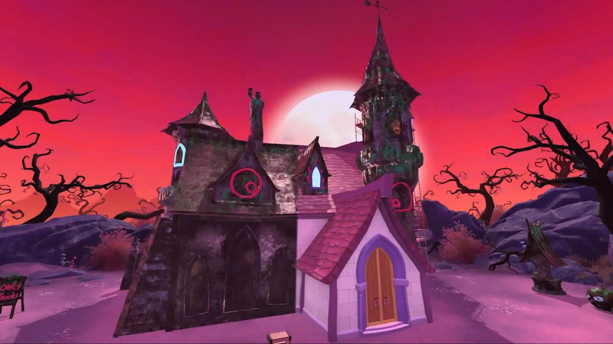 清理后的派对场地，灯光璀璨，环境焕然一新